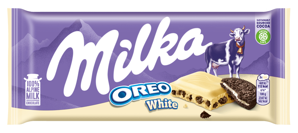 MILKA OREO WHITE Swill Alpine Milk Chocolate Bar with Cookie Filling 100g 3.5oz