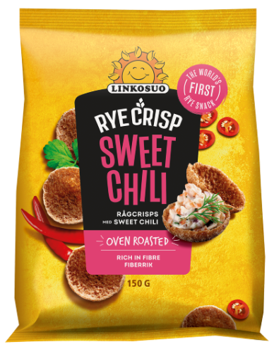 LINKOSUO Sweet Chili Flavor Rye Crisps Baked Bread Snacks 150g