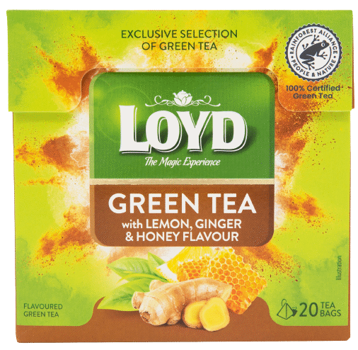 LOYD Green Tea with Lemon, Ginger & Honey Flavor 12 x 40g