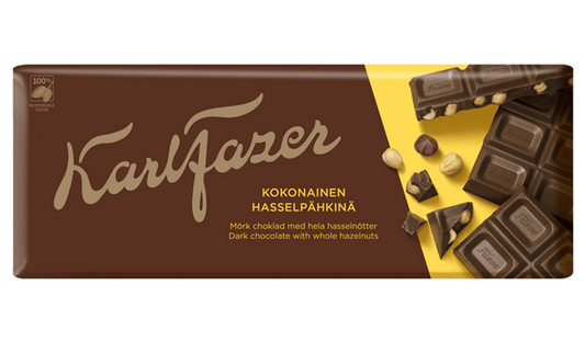 KARL FAZER Dark Chocolate Bar with Whole Hazelnuts 200g 7oz