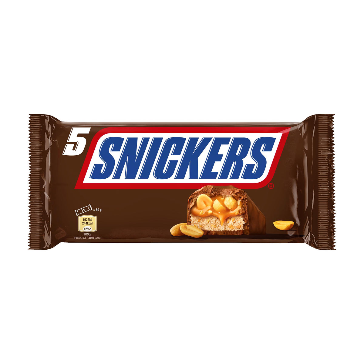 SNICKERS Chocolate Bar with Peanuts 5-PACK 250g
