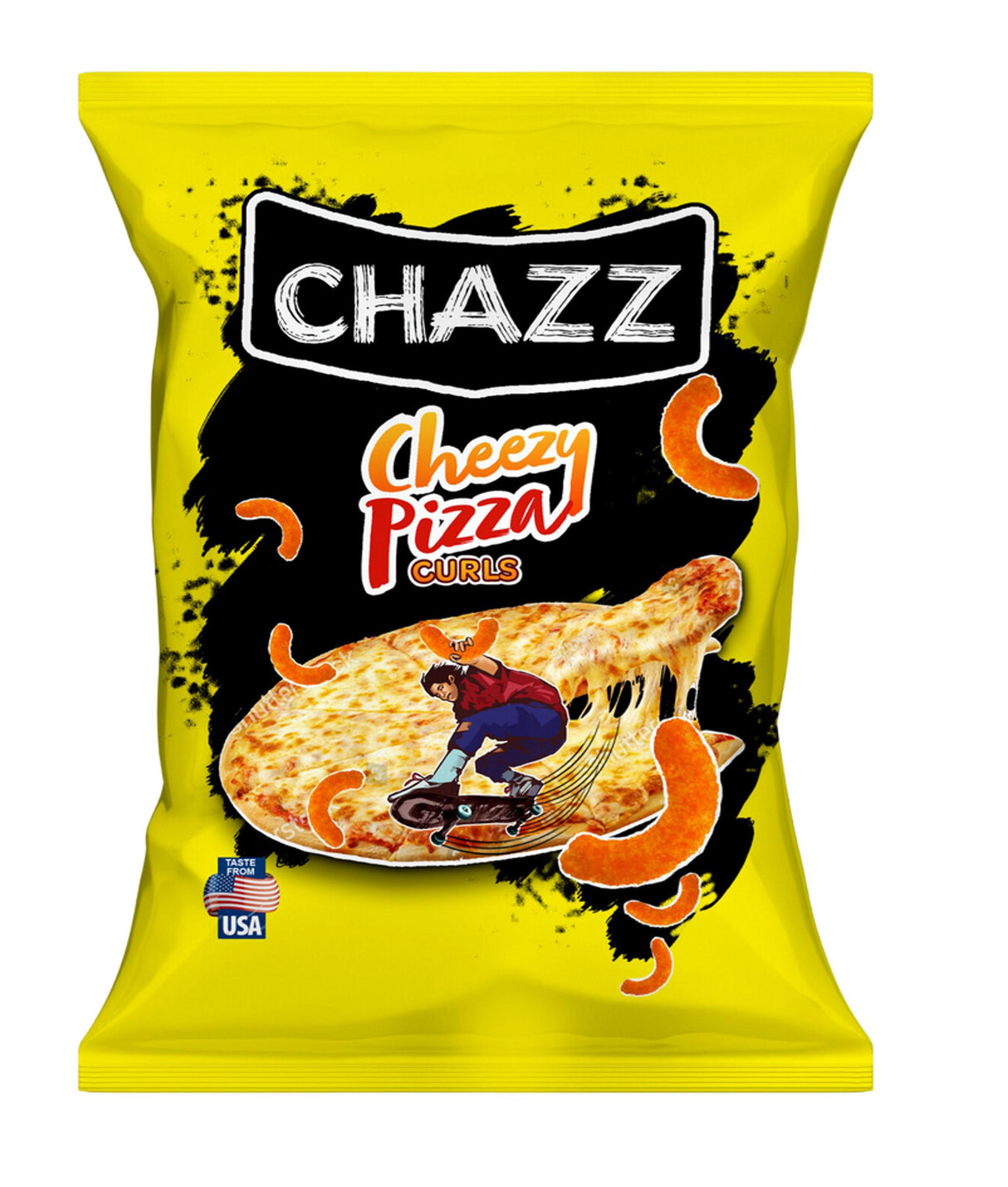 CHAZZ Cheesy Pizza Curls Puffed Corn Snacks 100g
