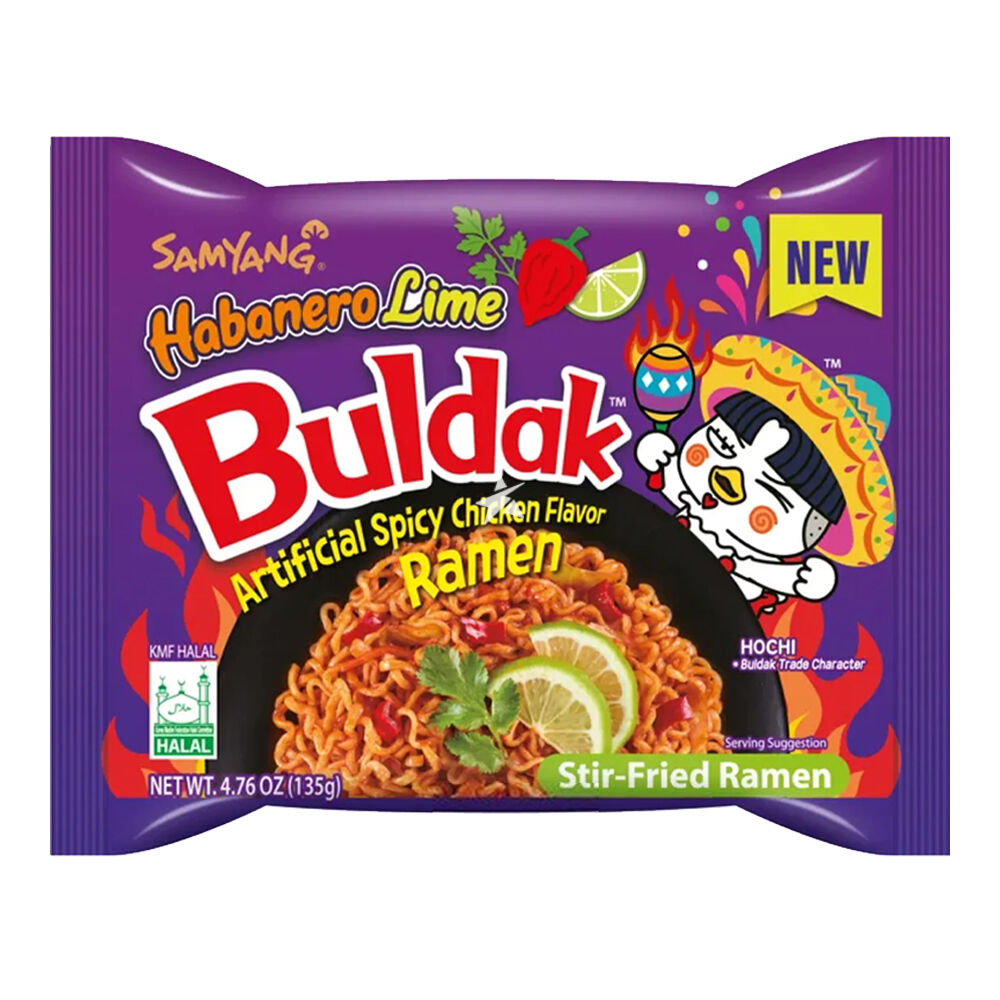 BULDAK HABANERO LIME Spicy Chicken Flavor Stir Fried Ramen Pack 135g 4.76oz