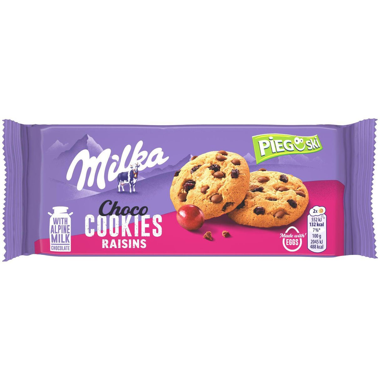 MILKA Choco Cookies with Raisins & Chocolate Pieces 135g