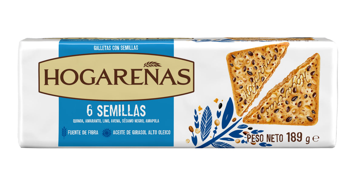 HOGARENAS Thin Ultra Crispy Crackers with 6 Seeds 189g