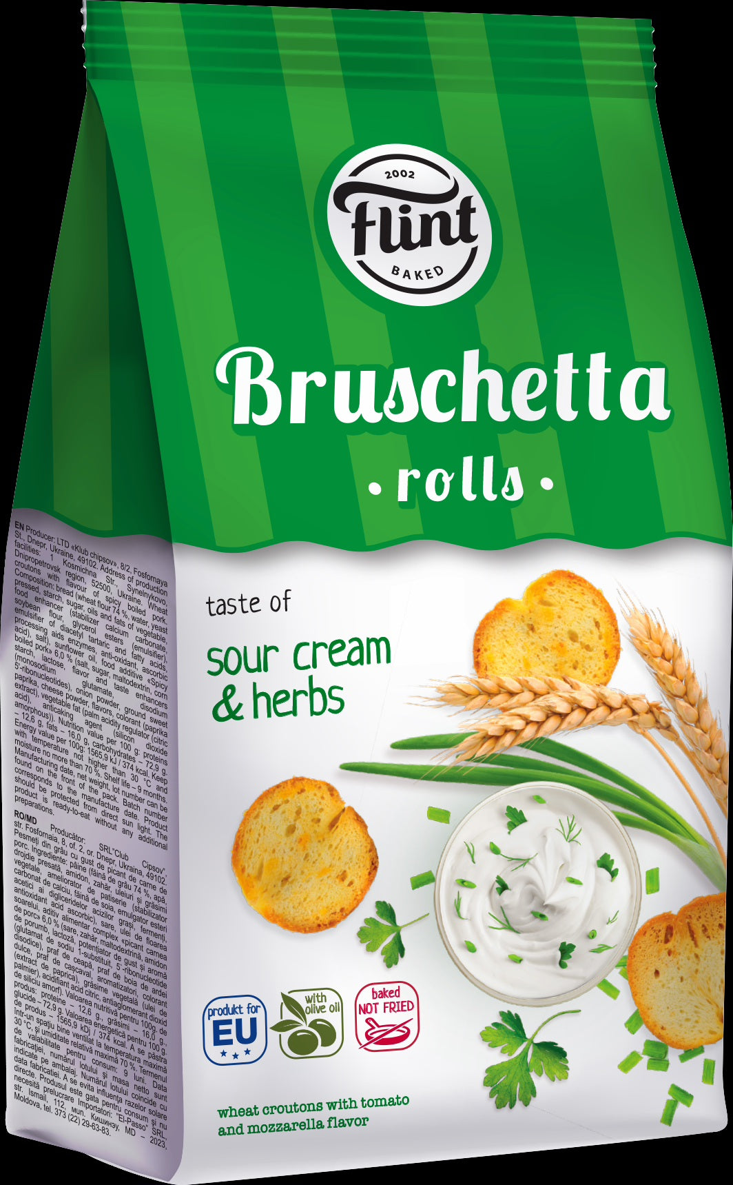FLINT Bruschetta Rolls Sour Cream & Herbs Flavor 65g