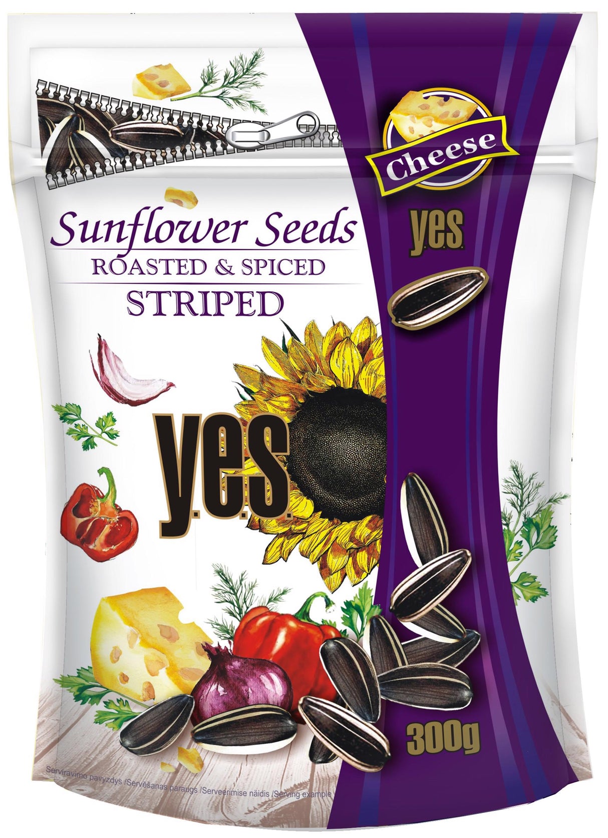YES CHEESE Flavor Roasted & Spiced Striped Sunflower Seeds 300g