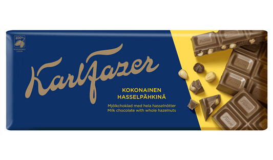 KARL FAZER Milk Chocolate Bar with Whole Hazelnuts 200g 7oz