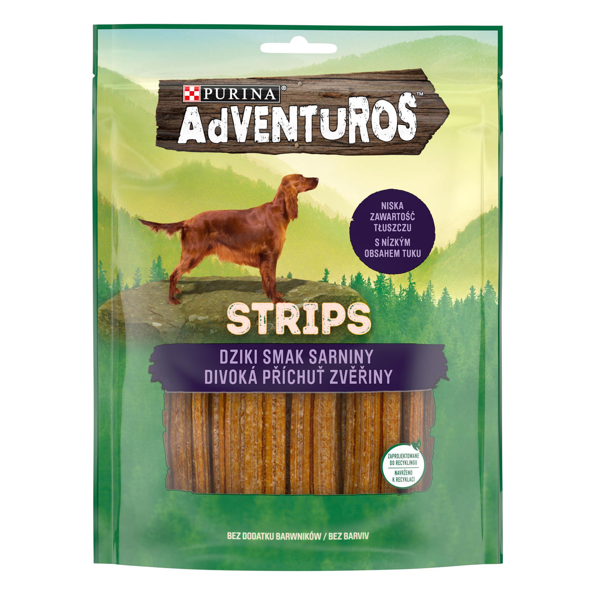 PURINA ADVENTUROS Venison Wild Flavor Low Fat Strips Dog Treats 12 x 90g 3.17oz