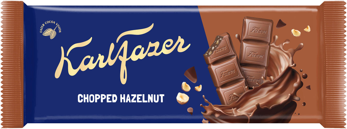 KARL FAZER Milk Chocolate Bar with Chopped Hazelnuts 95g