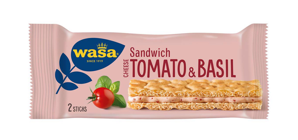 WASA Cheese, Tomato & Basil Sandwich Crispy Baked Bread Snacks 40g