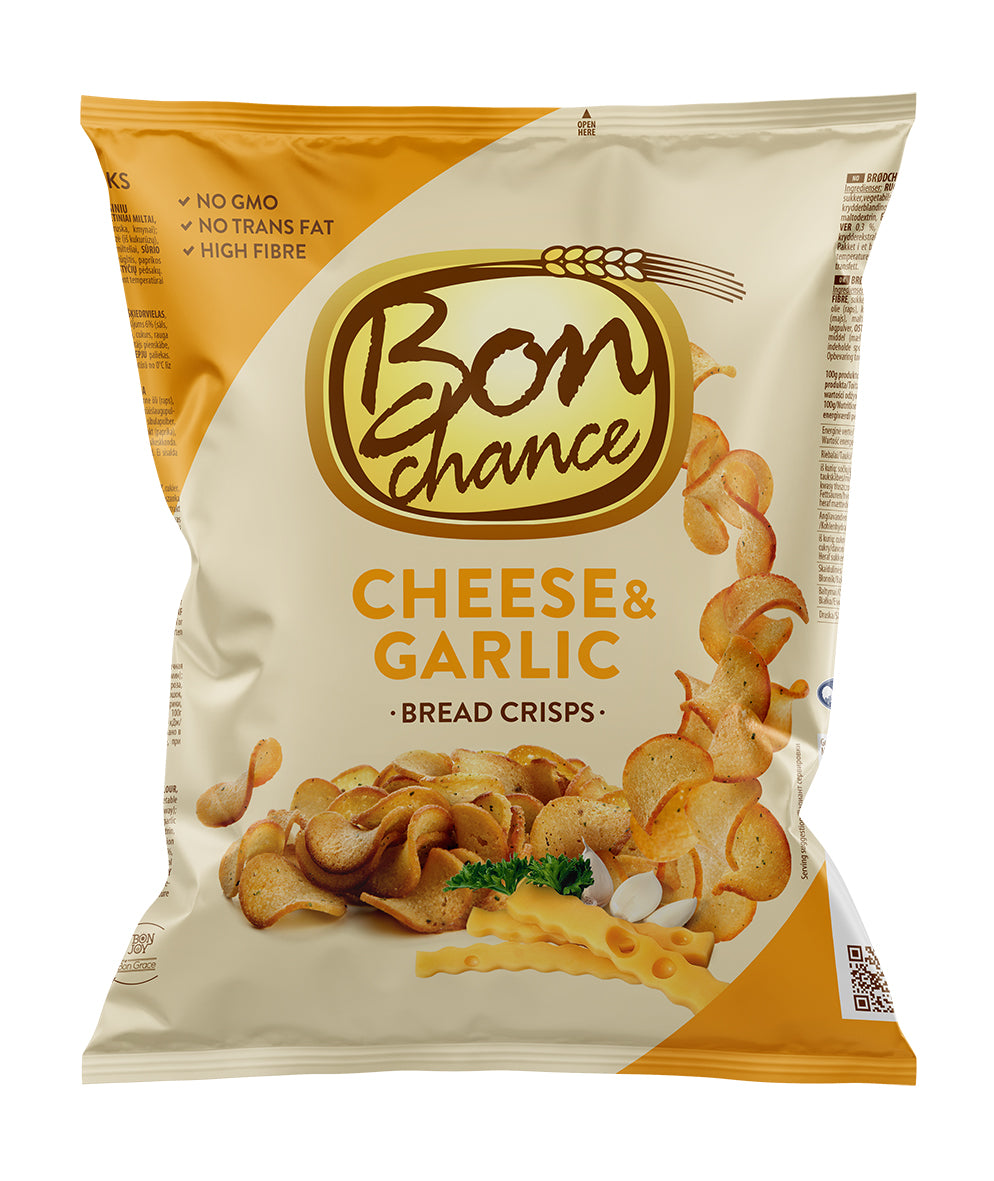 BON CHANCE CHEESE & GARLIC Flavor Baked Bread Crisps Snacks 120g 4.2oz