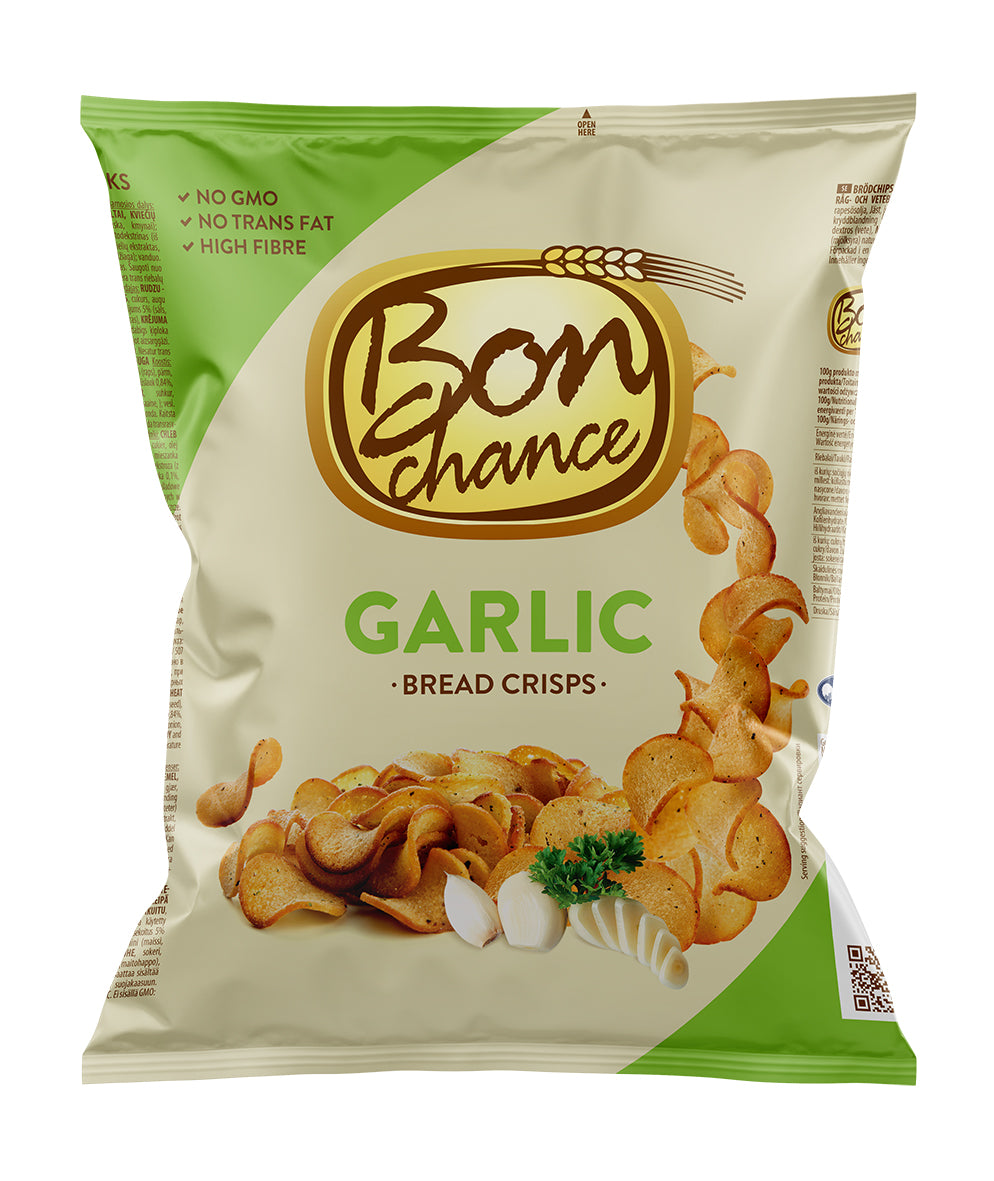 BON CHANCE GARLIC Flavor Baked Bread Crisps Snacks 120g 4.2oz