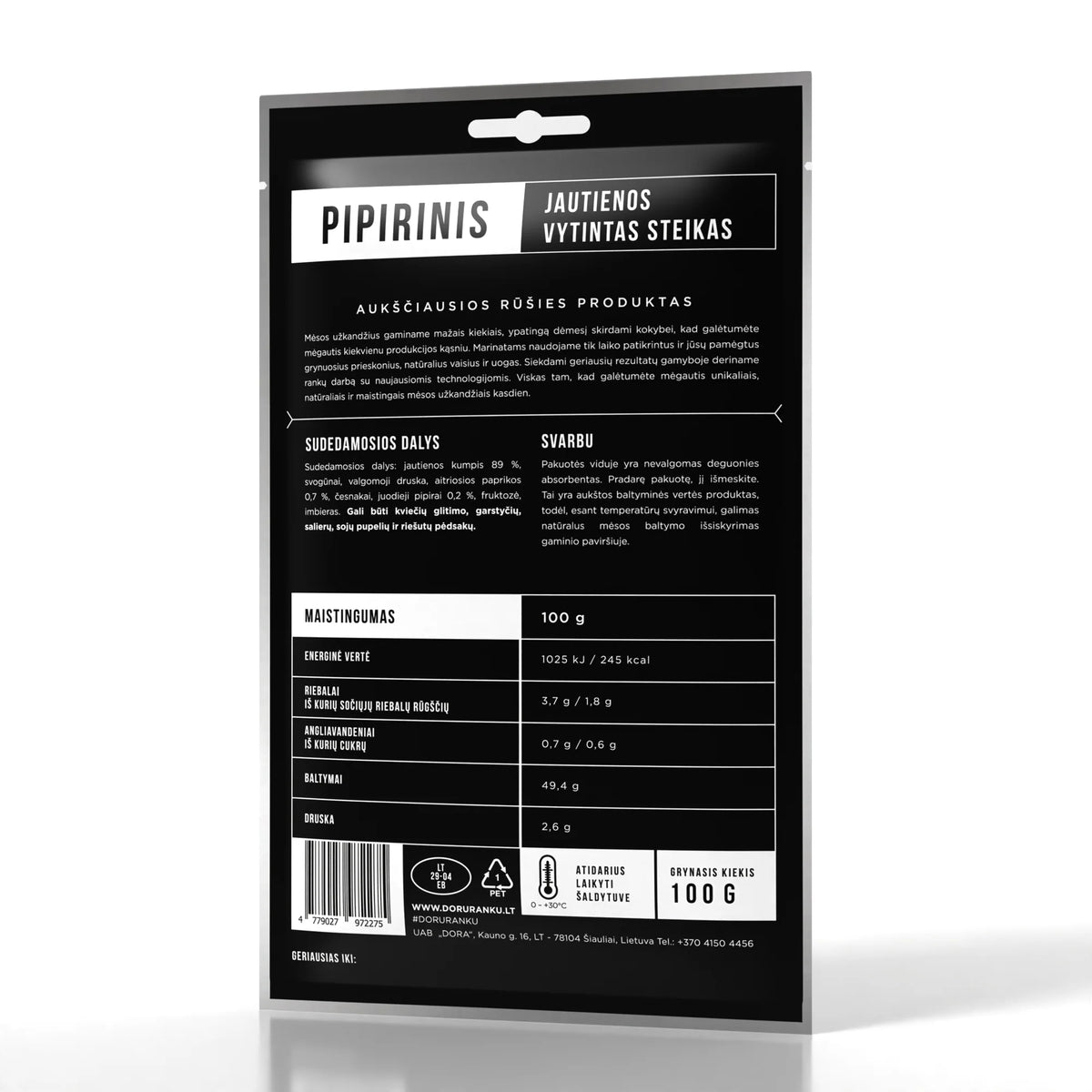 DORA Dried Peppered Beef Steak Jerky 100g