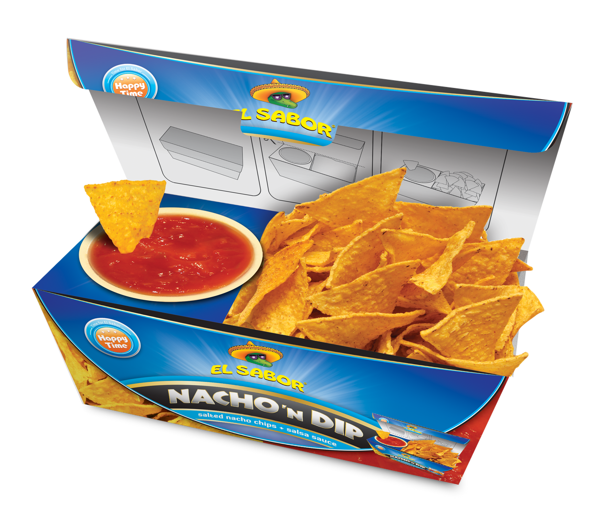 EL SABOR NACHO 'N DIP Tortilla Nacho Chips with Salsa Sauce 175g 6.2oz