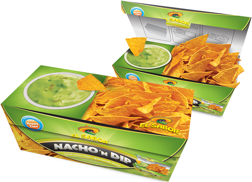 EL SABOR NACHO 'N DIP Tortilla Nacho Chips with Guacamole Sauce 175g 6.2oz