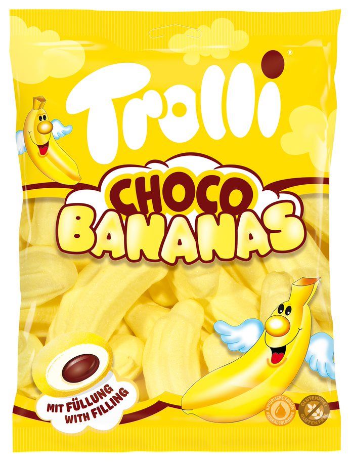 TROLLI CHOCO BANANAS Chocolate Filled Marshmallows Gummi Candy 150g 5.3oz