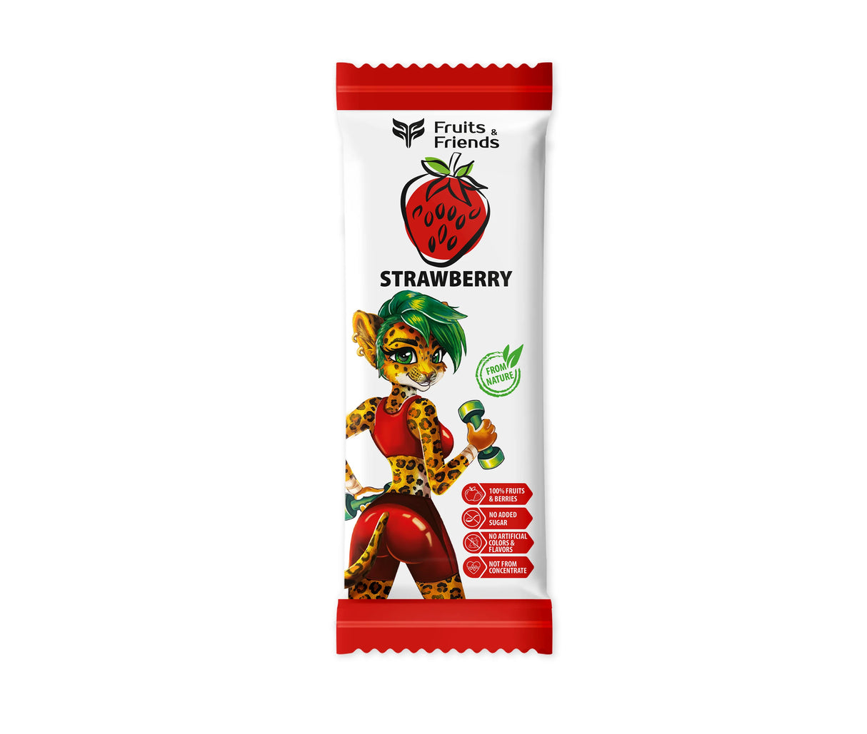 FRUIT & FRIENDS Strawberry Flavor 100% Natural Fruit Snacks Chewy Candy 16g