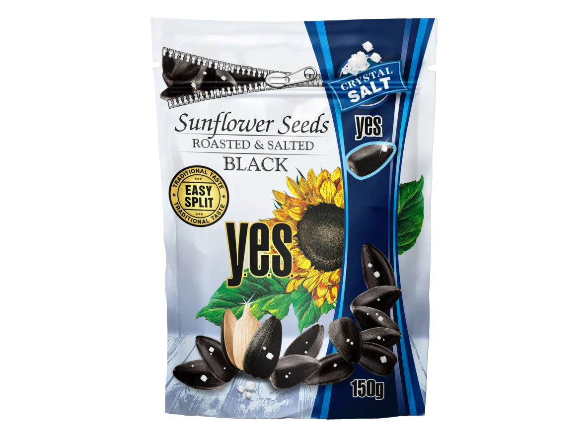 YES Roasted Black Sunflower Seeds with Crystal Salt 150g
