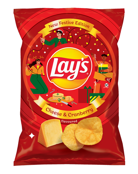 LAYS CHEESE & CRANBERRY Flavor Potato Chips New Festive Edition 130g 4.5oz