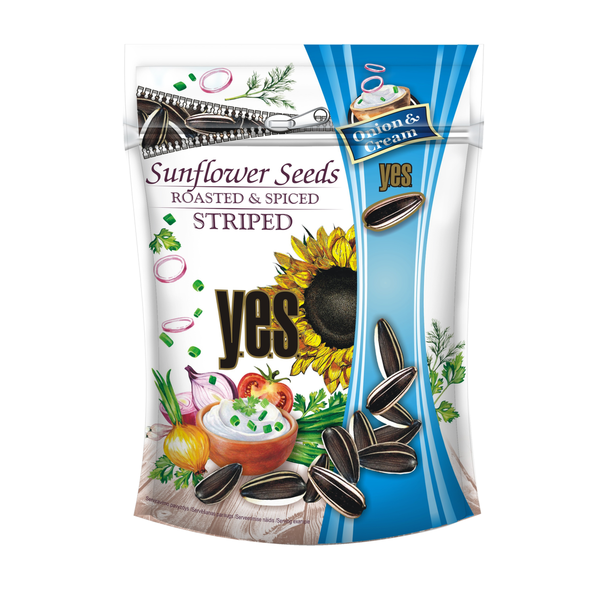 YES CREAM & ONION Flavor Roasted & Spiced Striped Sunflower Seeds 90g
