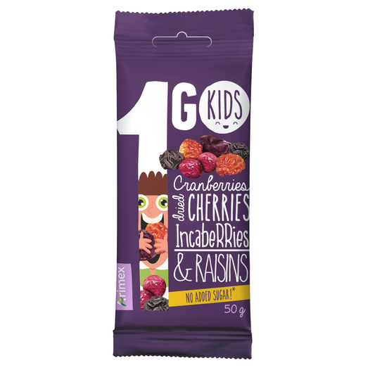1GO Cranberries Cherries Incaberries Raisins Trail Mix Nuts Snack Pouch 50g 1.76oz