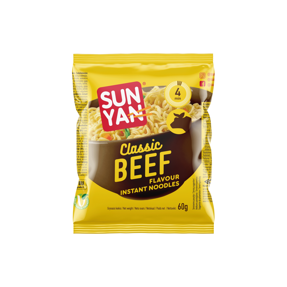 SUN YAN Classic Beef Flavor Instant Noodles 60g