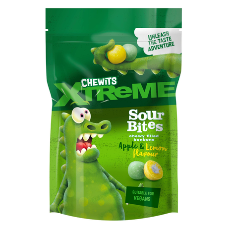 CHEWITS XTREME SOUR BITES Apple & Lemon Flavor Chewy Candies 6 x 115g