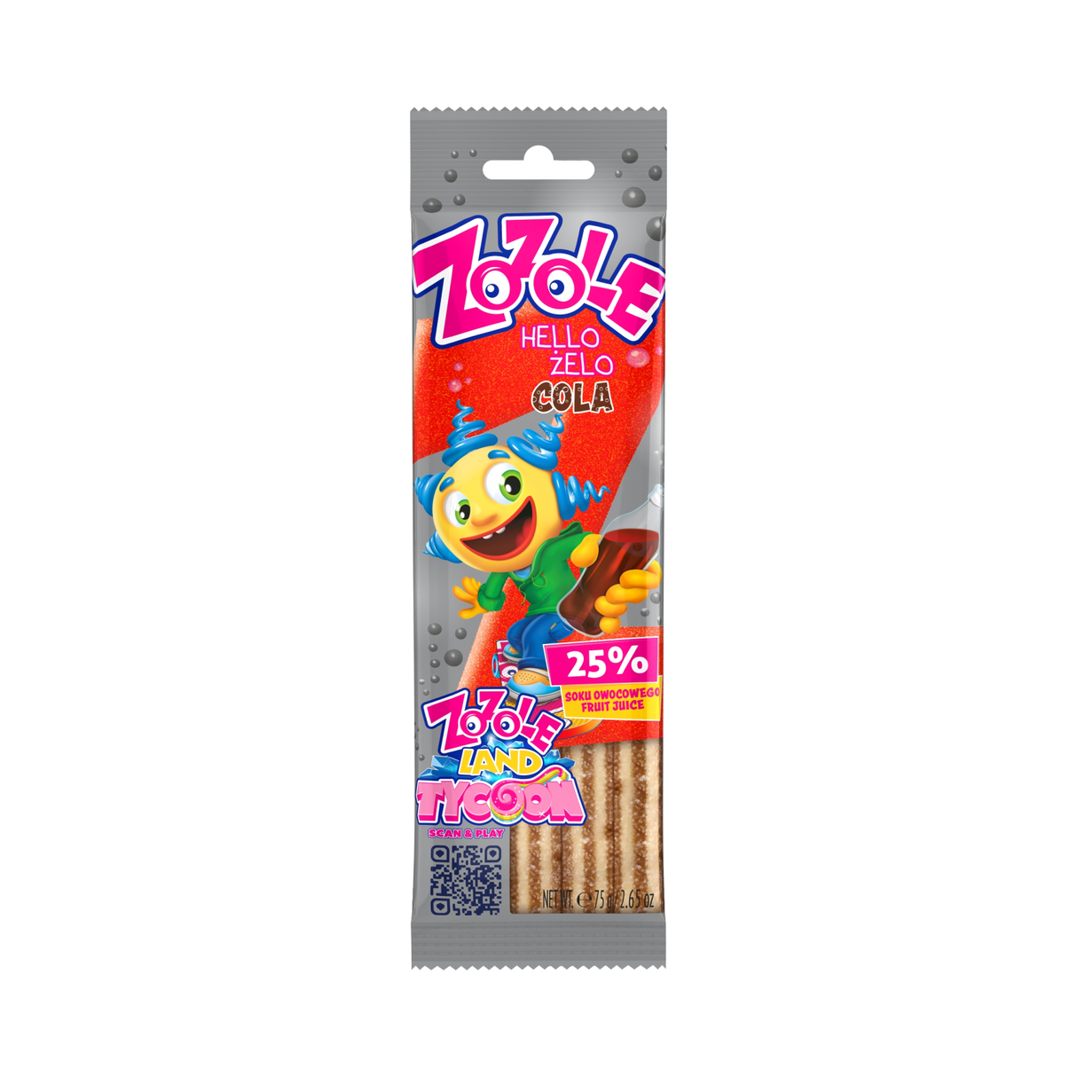 ZOZOLE Hello Zelo Cola Flavor Sugar Coated Sticks Gummi Candy 75g