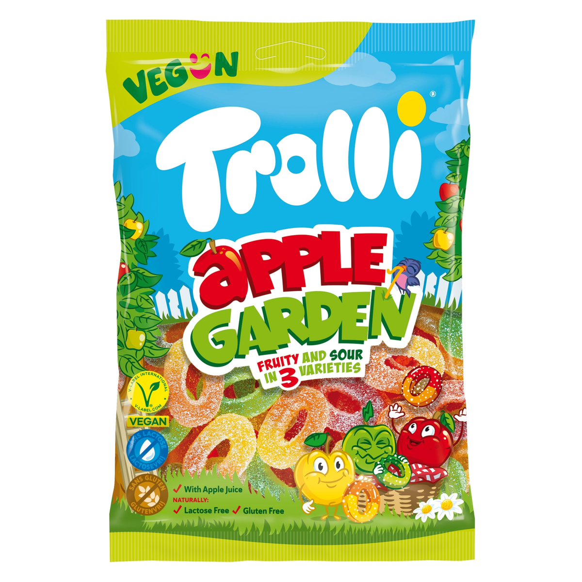 TROLLI APPLE GARDEN Fruity & Sour O-Rings Gummi Candies 175g