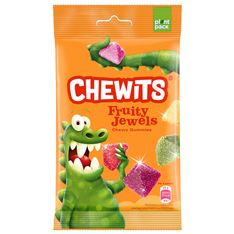 CHEWITS FRUITY JEWELS Sour Fruit Flavor Chewy Gummi Candies 6 x 125g