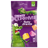 CHEWITS XTREME SOUR JEWELS Chewy Gummi Candies 6 x 125g