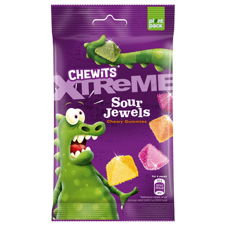 CHEWITS XTREME SOUR JEWELS Chewy Gummi Candies 6 x 125g