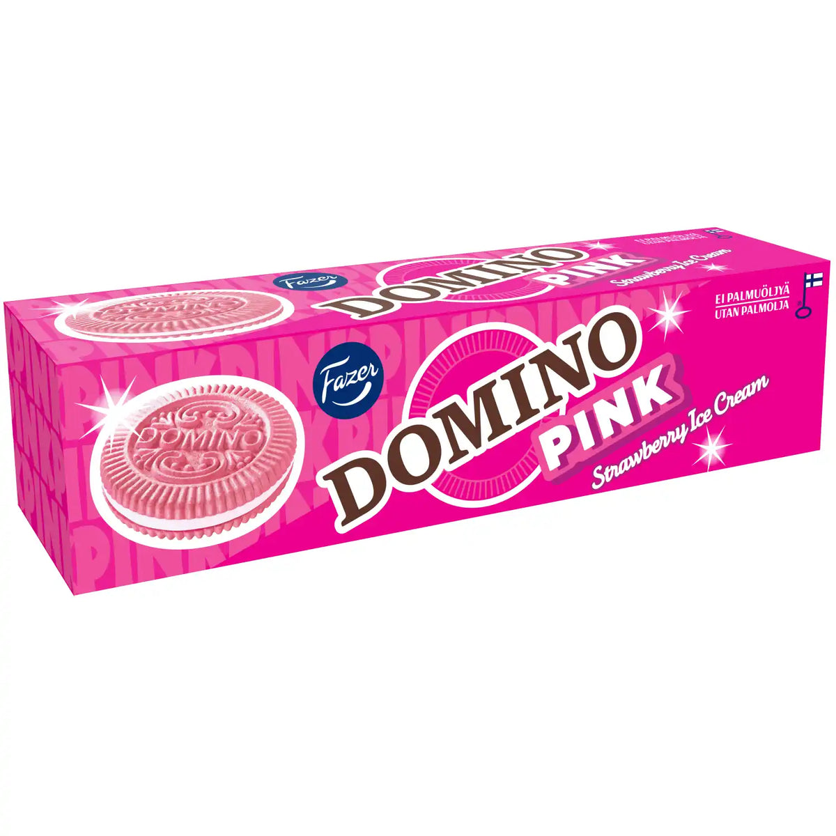 FAZER DOMINO PINK Sandwich Cookies with Strawberry Filling 175g