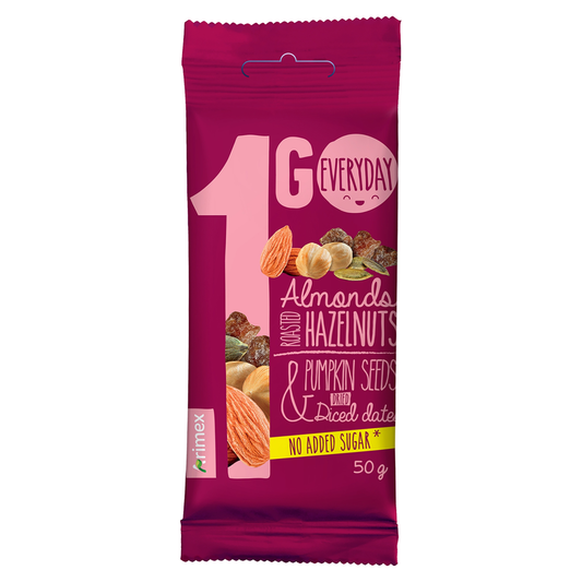1GO Almonds Hazelnuts Pumpkin Diced Dates Trail Mix Nuts Snack Pouch 50g 1.76oz