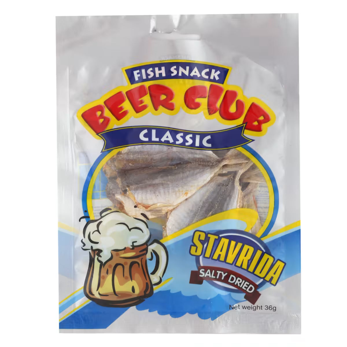 BEER CLUB Stavrida Salty Dried Yellow-Striped Horse Mackerel Fish Snack 36g