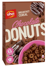 OHO! Chocolate Donuts Flavor Breakfast Cereal 4 x 325g