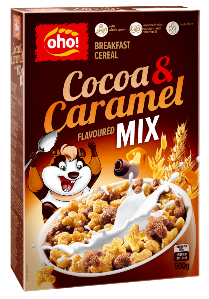 OHO! COCOA & CARAMEL Flavor Mix Breakfast Cereal 500g