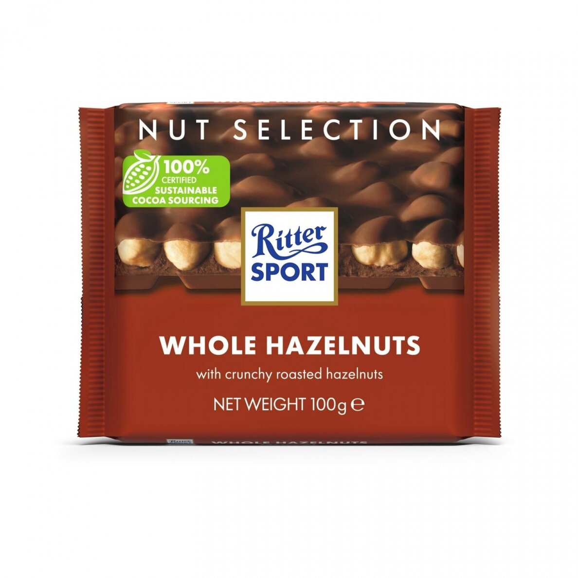 RITTER SPORT Whole Hazelnuts Milk Chocolate Bar 100g