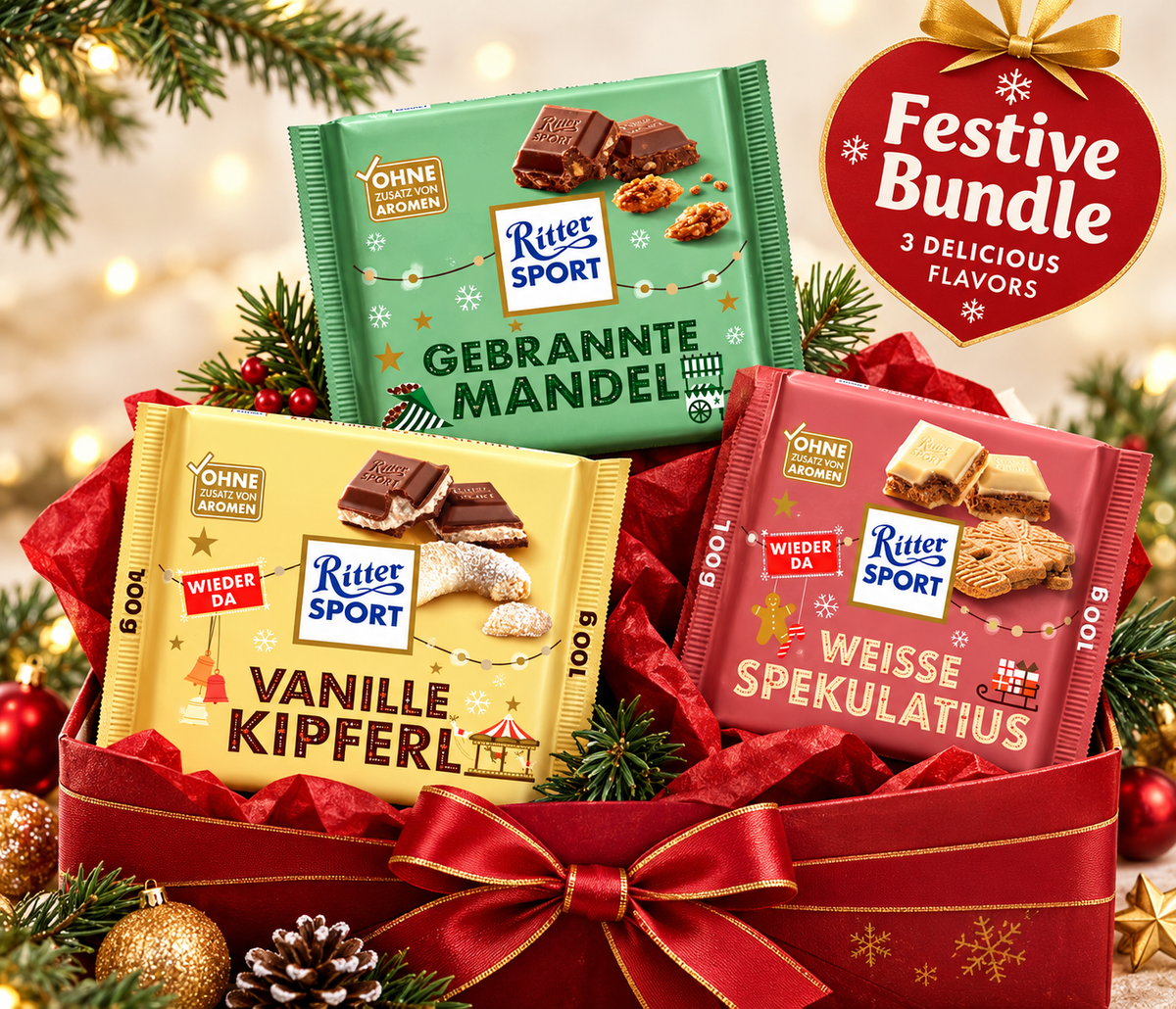 RITTER SPORT Chocolate Bars Festive Bundle 3 x 100g