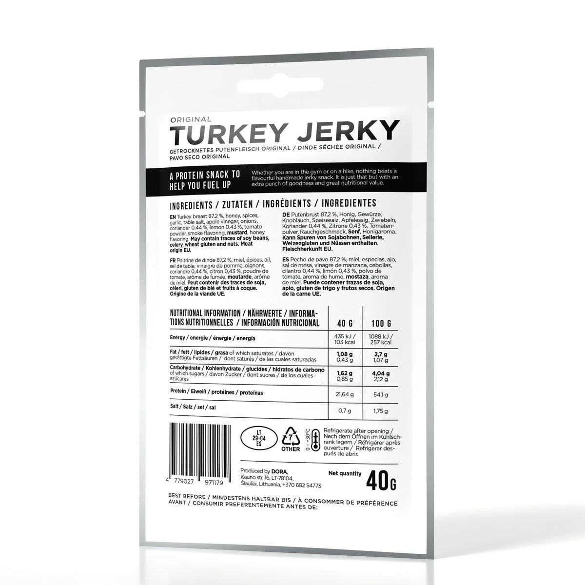 DORA Dried Turkey Jerky Sport 40g