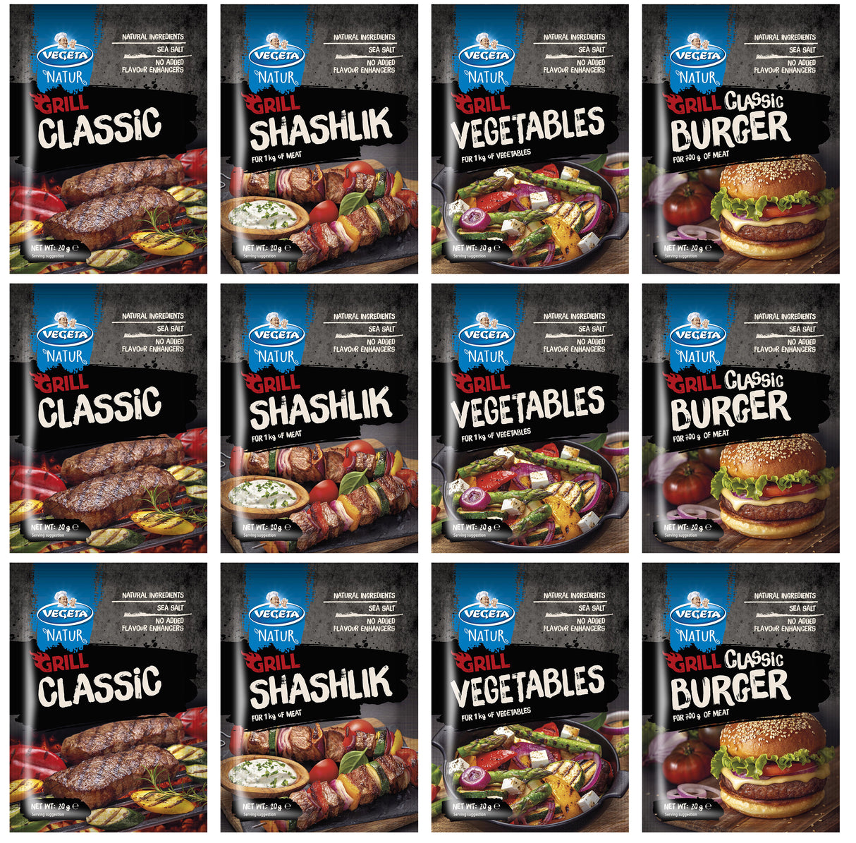 VEGETA NATUR GRILL Seasoning Spice Mix Bundle 12 x 20g