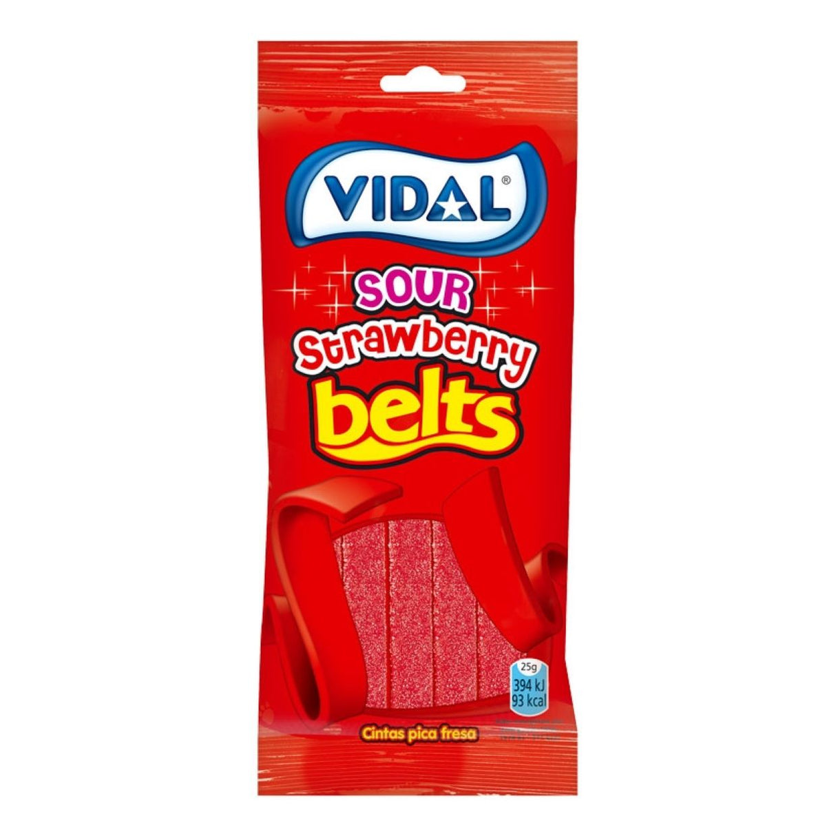 VIDAL Sour Strawberry Belts Gummi Candies 90g