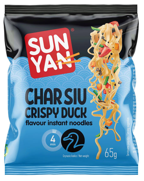 SUN YAN CHAR SIU Crispy Duck Flavor Instant Noodles 12 x 65g