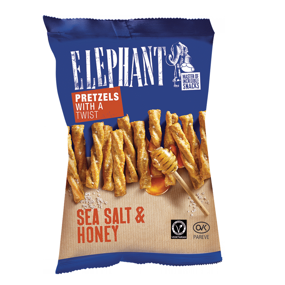 ELEPHANT Twisted Pretzels Sea Salt & Honey Flavor Snacks 70g 2.46oz