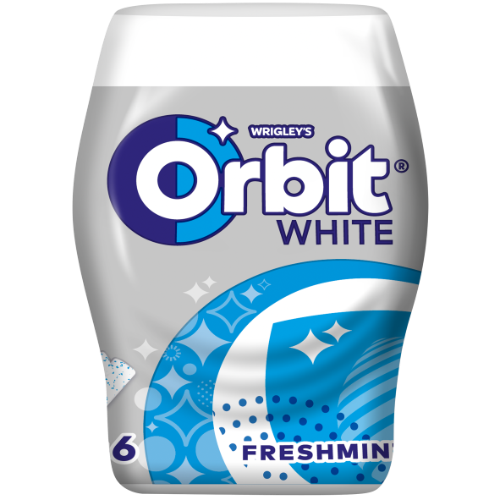 WRIGLEY'S ORBIT WHITE FRESHMINT Tub Sugarfree Chewing Gum 64g