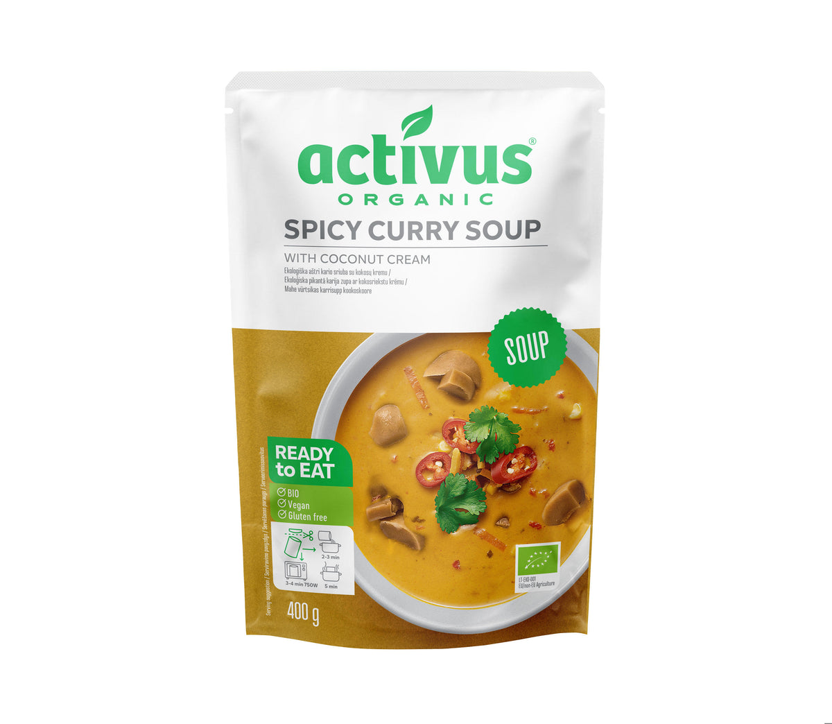 ACTIVUS ORGANIC Instant Spicy Curry Soup with Coconut Cream 400g