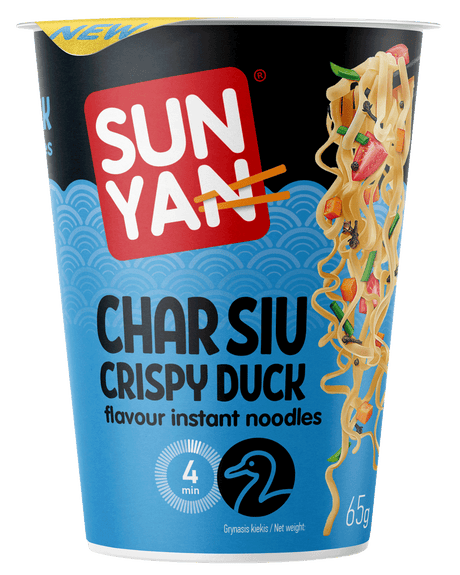 SUN YAN CHAR SIU Crispy Duck Flavor Instant Noodles 12 x 65g