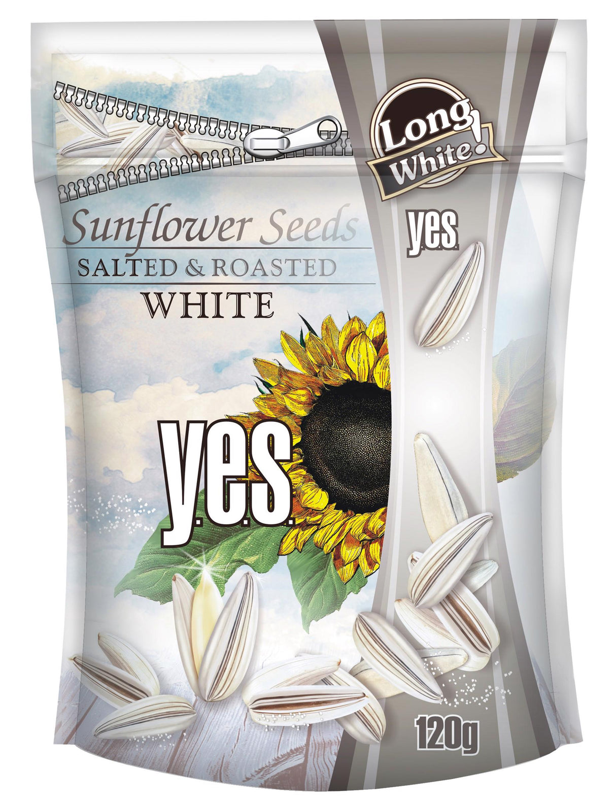 YES Roasted & Salted Long White Sunflower Seeds 120g