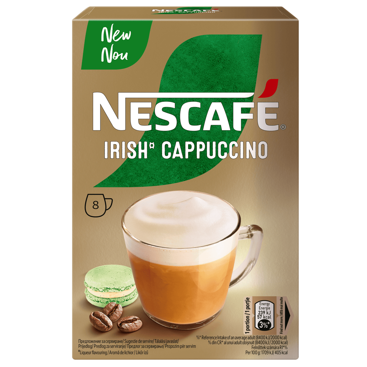 NESCAFE IRISH CAPPUCCINO Instant Coffee 8 Stick Box 112g 3.95oz